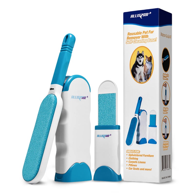 ALLISTAR Lint Brush and Pet Hair Remover for Laundry, Clothes, Couches, Car Seats, Furniture and Fabric. Reusable Dog and Cat Fur Wizard Hair Removal Brush. ALLISTAR (Sky Blue) - Image 1